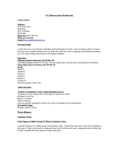 beckys new cv xxxx