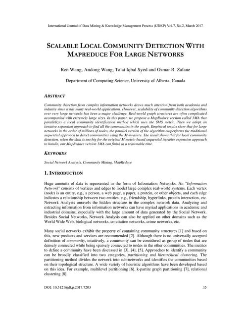 SCALABLE LOCAL COMMUNITY DETECTION WITH MAPREDUCE FOR LARGE NETWORKS
