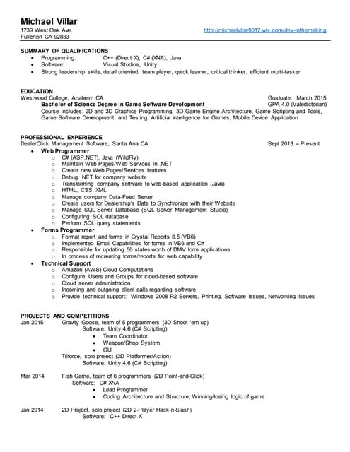 Michael Villar - Resume