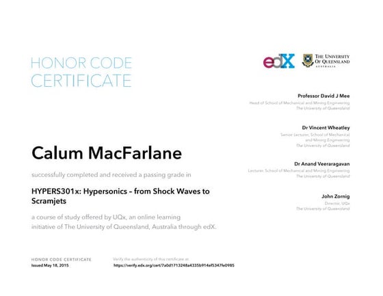 Certificate Hypersonics