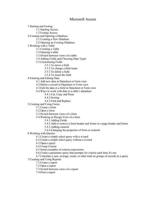 Basic Access Notes