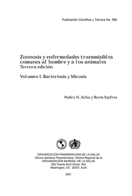 Acha n, szyfres b. 2003. zoonosis y enfermedades transmisibles comunes al hom...