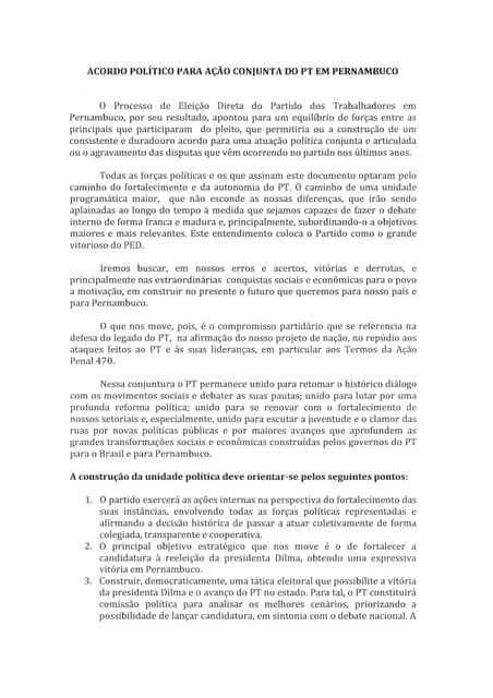 Acordo interno do PT