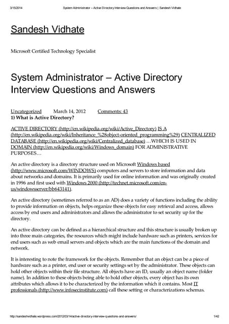 Active directory interview  questions