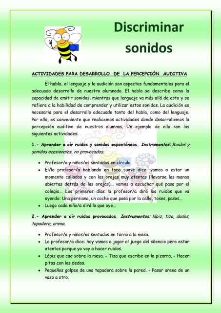 Actividad texto desarrollo percepcion auditiva
