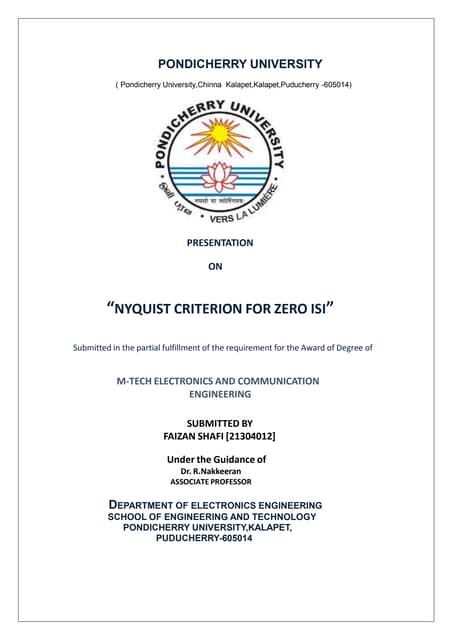 NYQUIST CRITERION FOR ZERO ISI