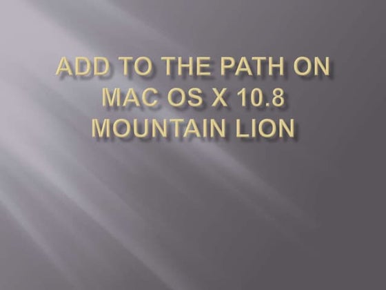 Add to the path on mac os x