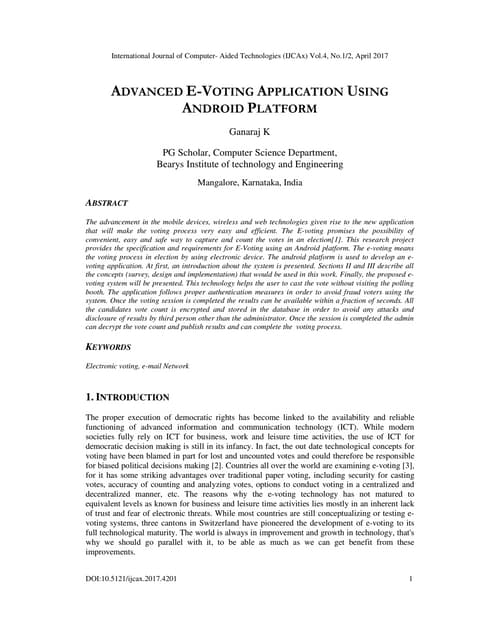 ADVANCED E-VOTING APPLICATION USING ANDROID PLATFORM
