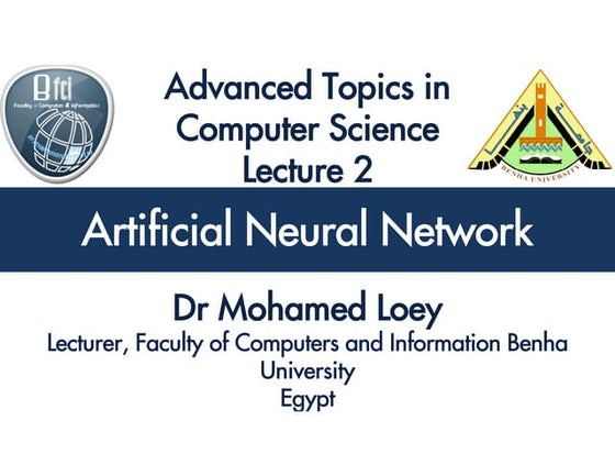 Lecture 2: Artificial Neural Network
