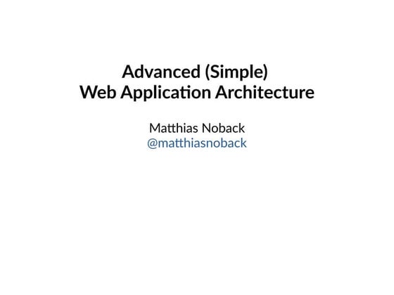 Advanced web application architecture Way2Web