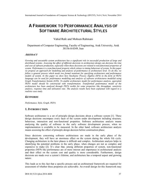 A framework to performance analysis of software architectural styles