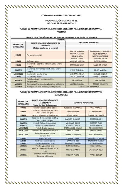 Agenda semana 13