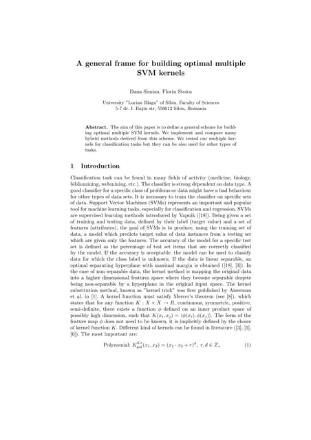 A general frame for building optimal multiple SVM kernels
