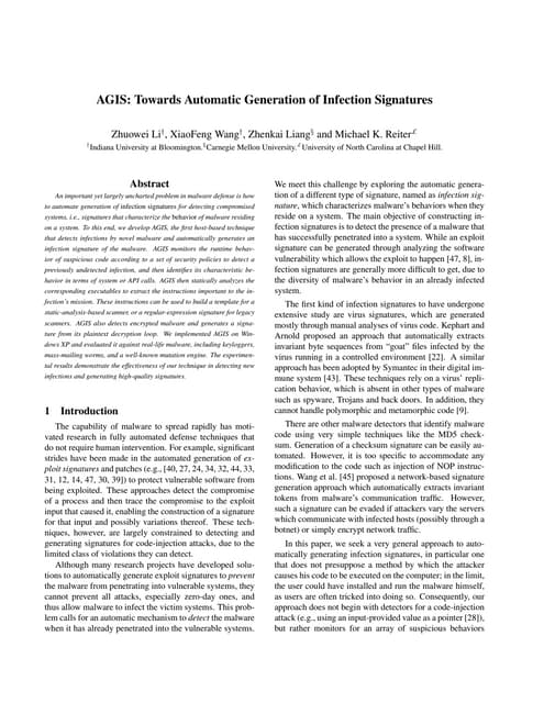 Agisa towards automatic generation of infection signatures
