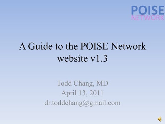 A guide to the poise network website v1.3