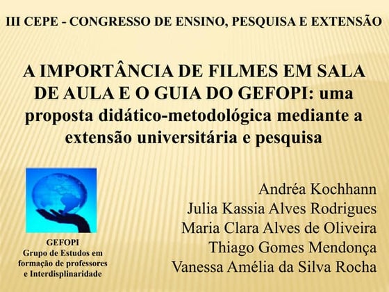 A importância de filmes em sala de aula e o guia do gefopi  
