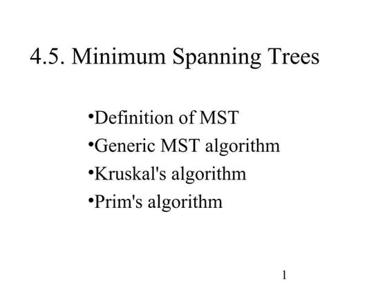 minimum spanning trees Algorithm 
