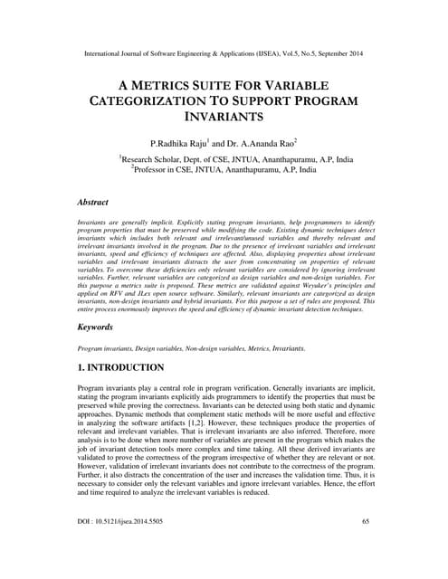 A metrics suite for variable categorizationt to support program invariants[