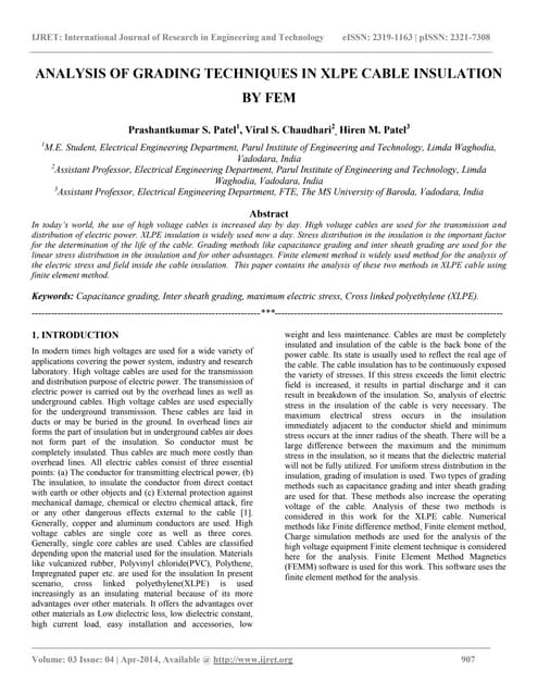 Analysis of grading techniques in xlpe cable insulation by fem