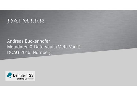 Metadaten und Data Vault (Meta Vault)