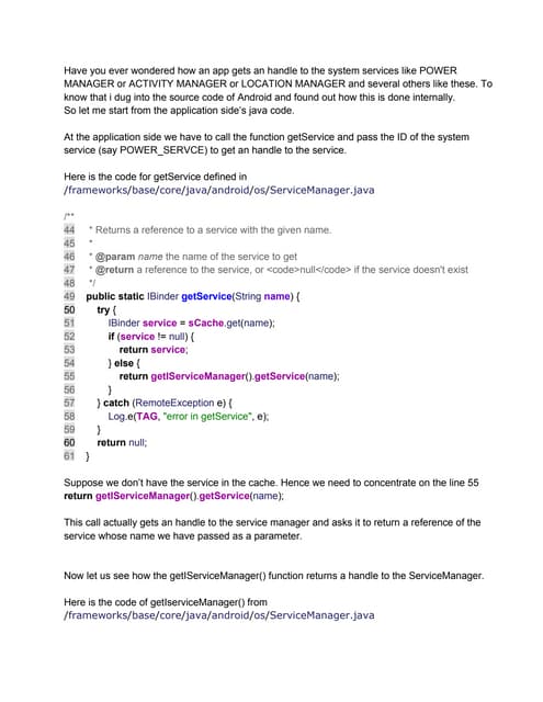 Android services internals