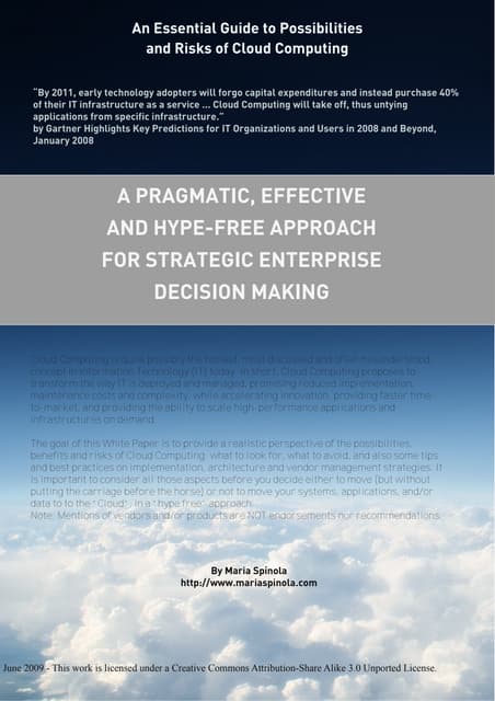 An Essential Guide to Possibilities and Risks of Cloud Computing: A Pragmatic...