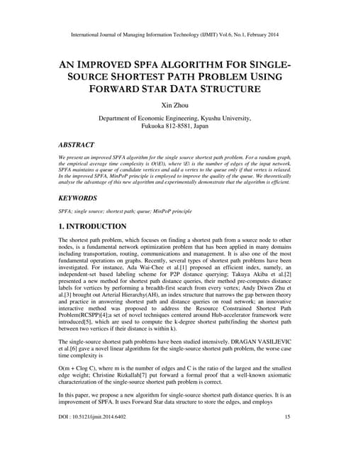 An improved spfa algorithm for single source shortest path problem using forw...