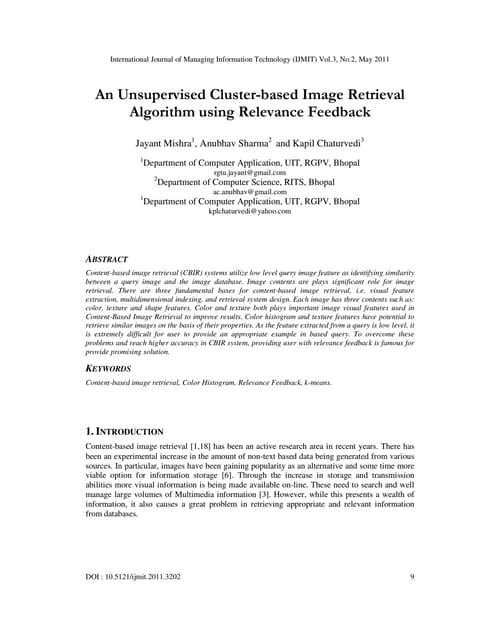 An Unsupervised Cluster-based Image Retrieval Algorithm using Relevance Feedback