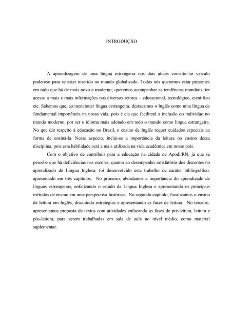 Monografia: A prática da Leitura no Ensino de Lingua Inglesa