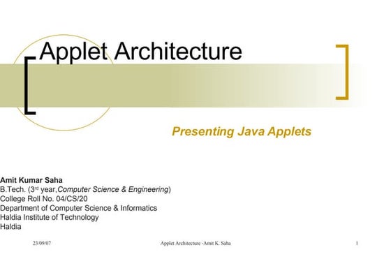 Applet Architecture - Introducing Java Applets