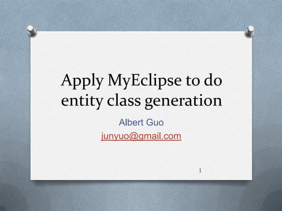 Apply my eclipse to do entity class generation