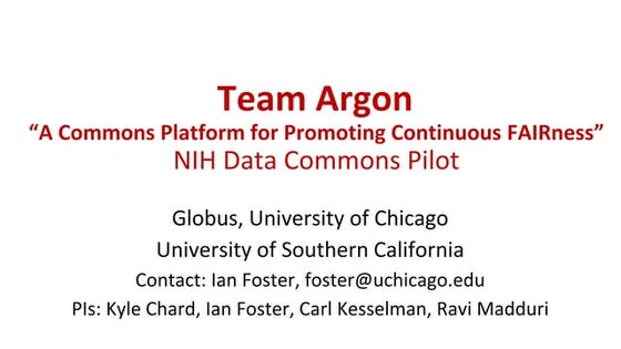 NIH Data Commons Architecture Ideas