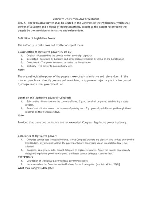Article VI Legislative