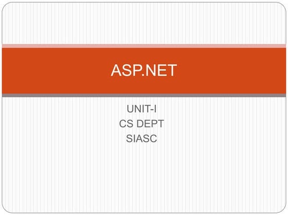 Unit - 1:  ASP.NET Basic