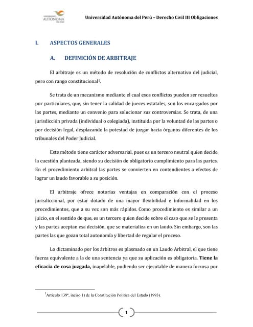 Aspectos generales  convenio arbitral