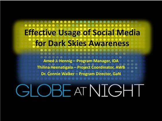 Effective Usage of Social Media in Dark Skies Awareness