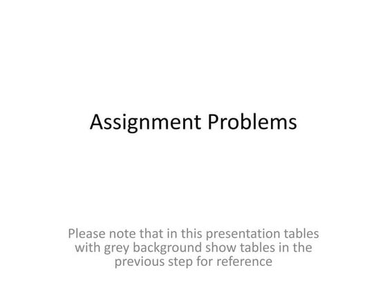 Assignment problems
