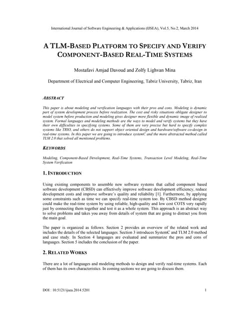 A tlm based platform to specify and verify component-based real-time systems