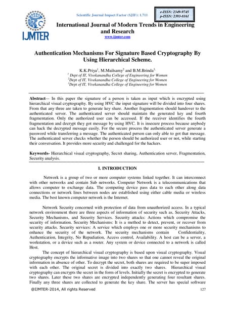 Authentication Mechanisms For Signature Based Cryptography By Using Hierarchi...