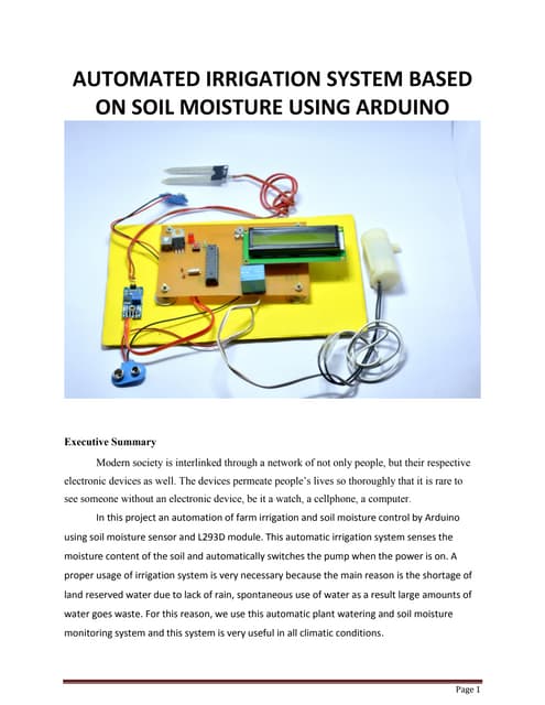 Automated irrigation system based on soil moisture using arduino