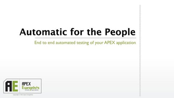 Automated testing APEX Applications