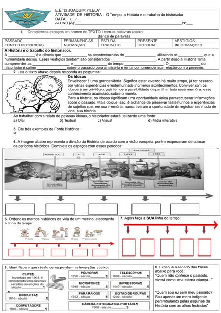 Avaliação  tempo-historia-
