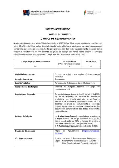 Aviso nº7 grupo 110