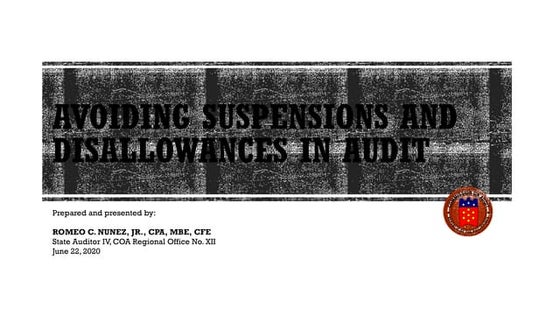 Avoiding Suspensions and Disallowances in Audit.pptx