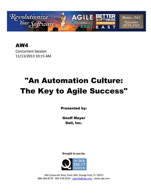 An Automation Culture: The Key to Agile Success