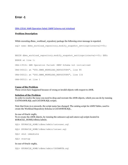 Awr report error