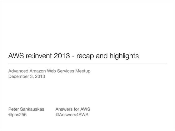 AWS re:invent 2013 recap