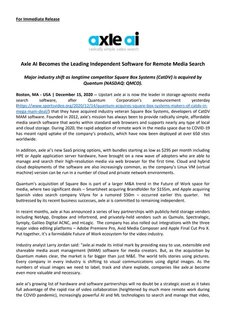 Axle AI Becomes the Leading Independent Software for Remote Media Search