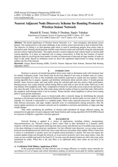 Nearest Adjacent Node Discovery Scheme for Routing Protocol in Wireless Senso...