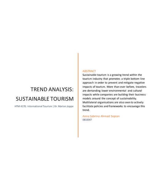 Sustainable Tourism Trend Analysis